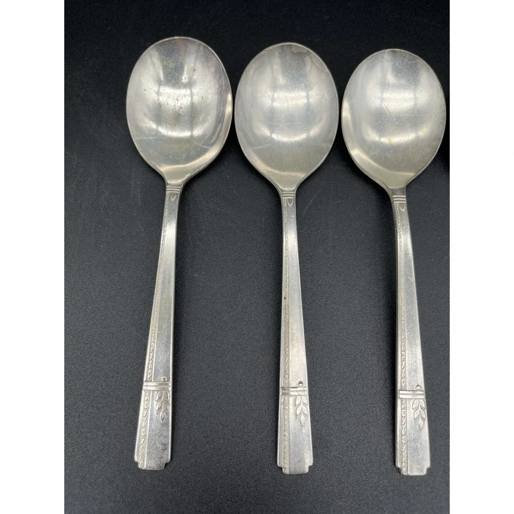 Soup Or Cream Spoon Set Silverplate Grenoble By Oneida Silver 5 Pieces